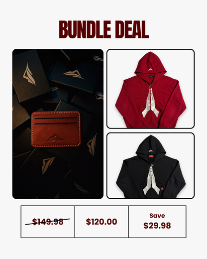 Black and Red Prayer Hoodie + Leather Wallet